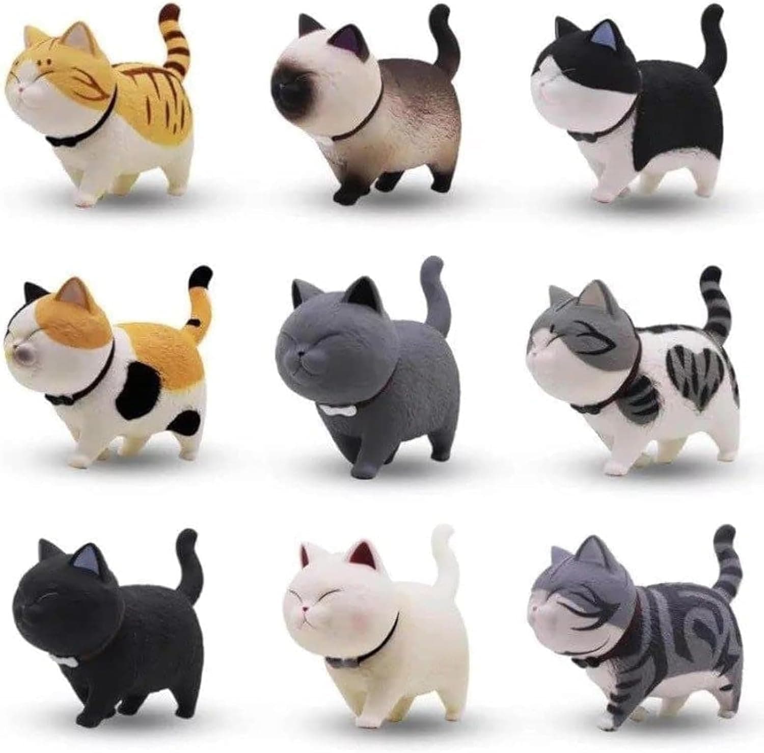 Tazweeq 9 PCS Cat Refrigerator Magnet, Cute 3D Miniature Cat Figure Decoration for Kitchen Office Whiteboard, Strong Magnetic Force, Gift for Family Friend Home Decor
