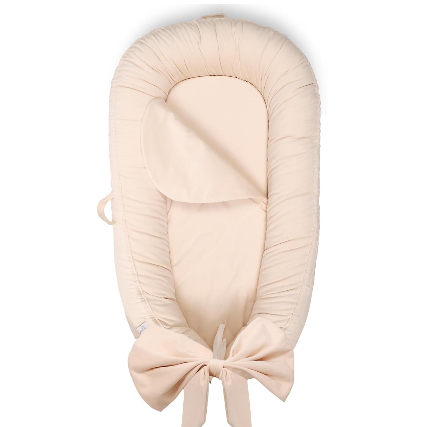 EAQ Baby Nest Cot Bumper Baby Soft Breathable Baby Bed for Newborn Gift Baby First Equipment Newborn (Bow Beige)