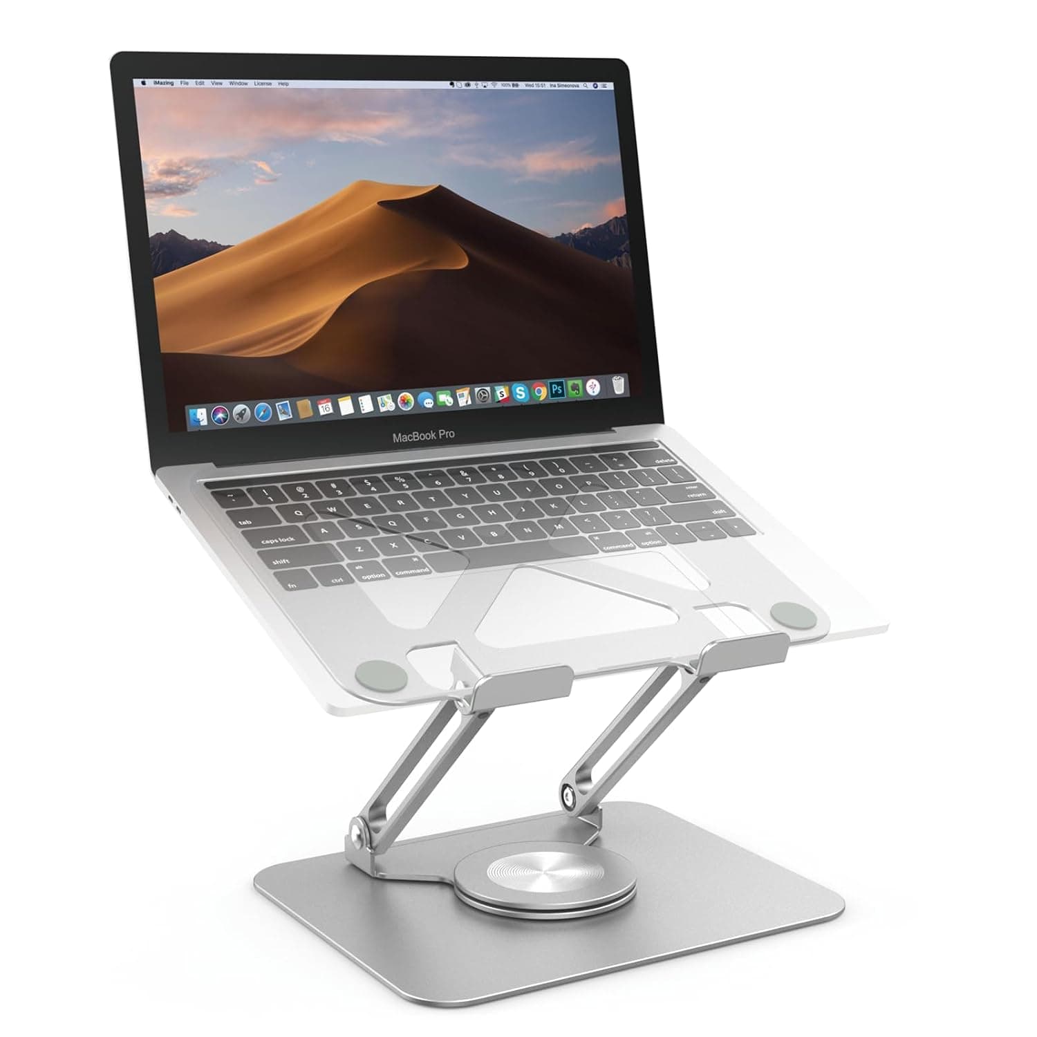 PHOCAR Laptop Stand 360° Rotating, Aluminum Laptop Stand for Desk, Adjustable & Foldable Laptop Holder Compatible with MacBook Air/Pro, DELL, Surface, HP, Acer, ASUS, Lenovo, Victus, up to 16''