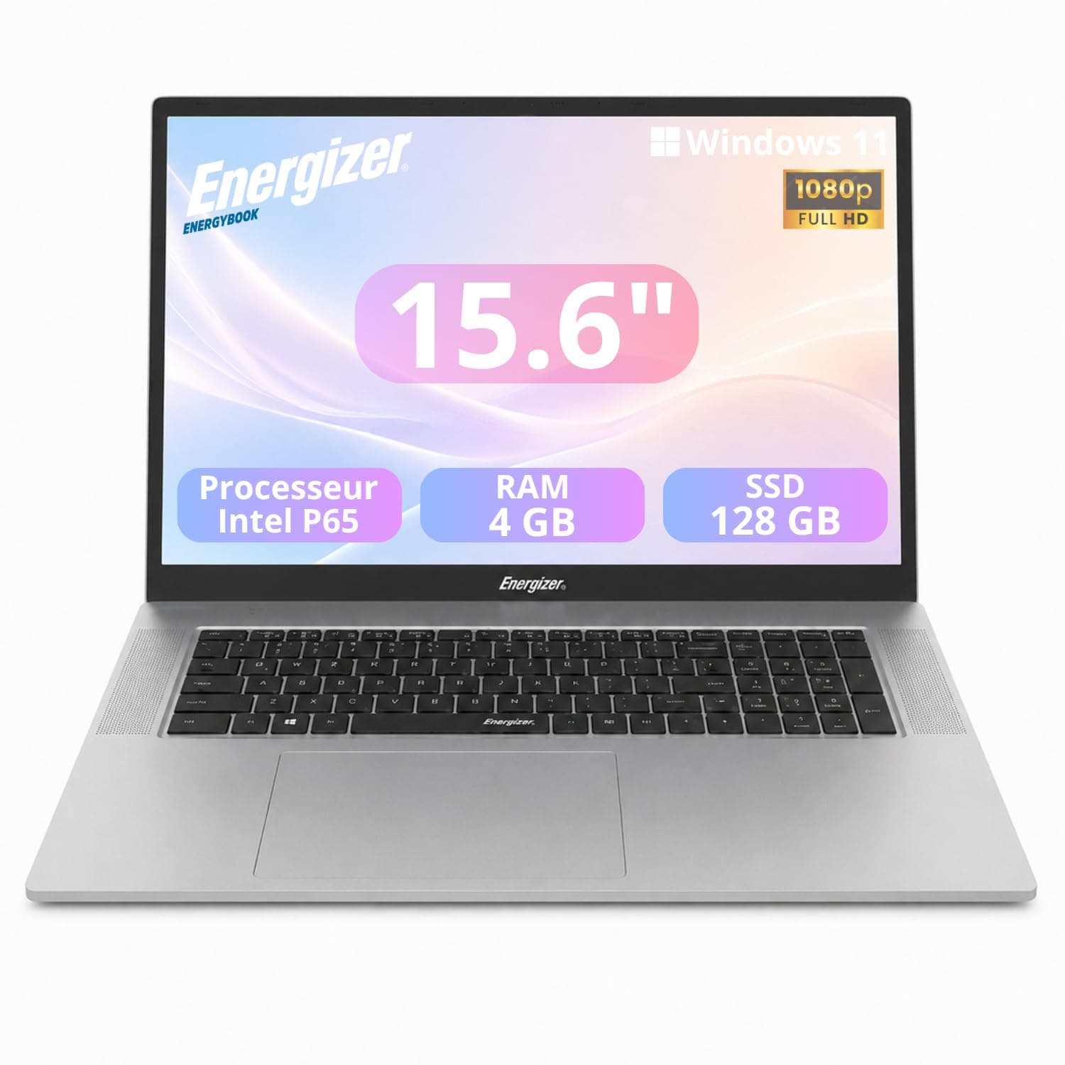 Energizer EnergyBook 15.6 Inch FHD Laptop (Intel P6500Y, 4GB DDR3 RAM, 128GB SSD, Intel UHD Graphics 615, Windows 11 Home) – QWERTY Keyboard, Dark Grey