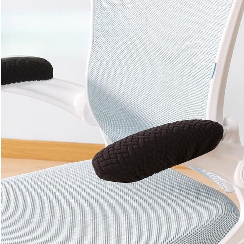 Thick Chevron Fleece Armrest Covers 2 Pack, Wearproof Stretch Fabric Arm Pad Sleeves for Most Household & Office Desk Chair Armrests (Black)