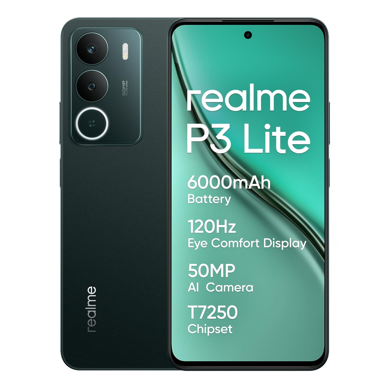 Realme P3 Lite Dual-SIM 256GB ROM + 8GB RAM (GSM Only | No CDMA) Factory Unlocked 4G/LTE Smartphone (Pine Green) - International Version