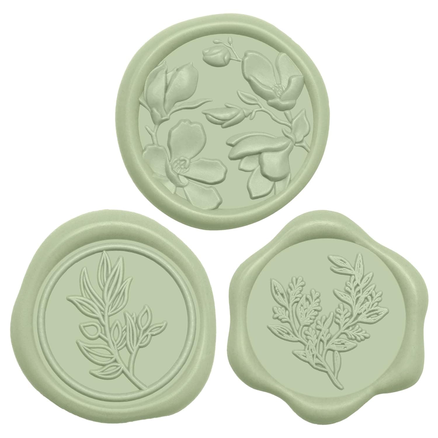 UNIQOOO Wax Seal Stickers - (3 Designs in 1 Pack) Wedding Invitation Envelope Seal Stickers, 60 Pcs Self-Adhesive Sage Green Stickers, Perfect for Invitation, Christmas, Gift Wrapping