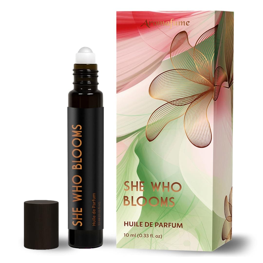 She Who Blooms Non Alcoholic Perfume Oil Roll-On, Travel Size, Aromafume | Floral, Fresh & Citrusy | Neroli & Jasmine | Luxury Scent | Premium Gifts | Long Lasting Fragrance