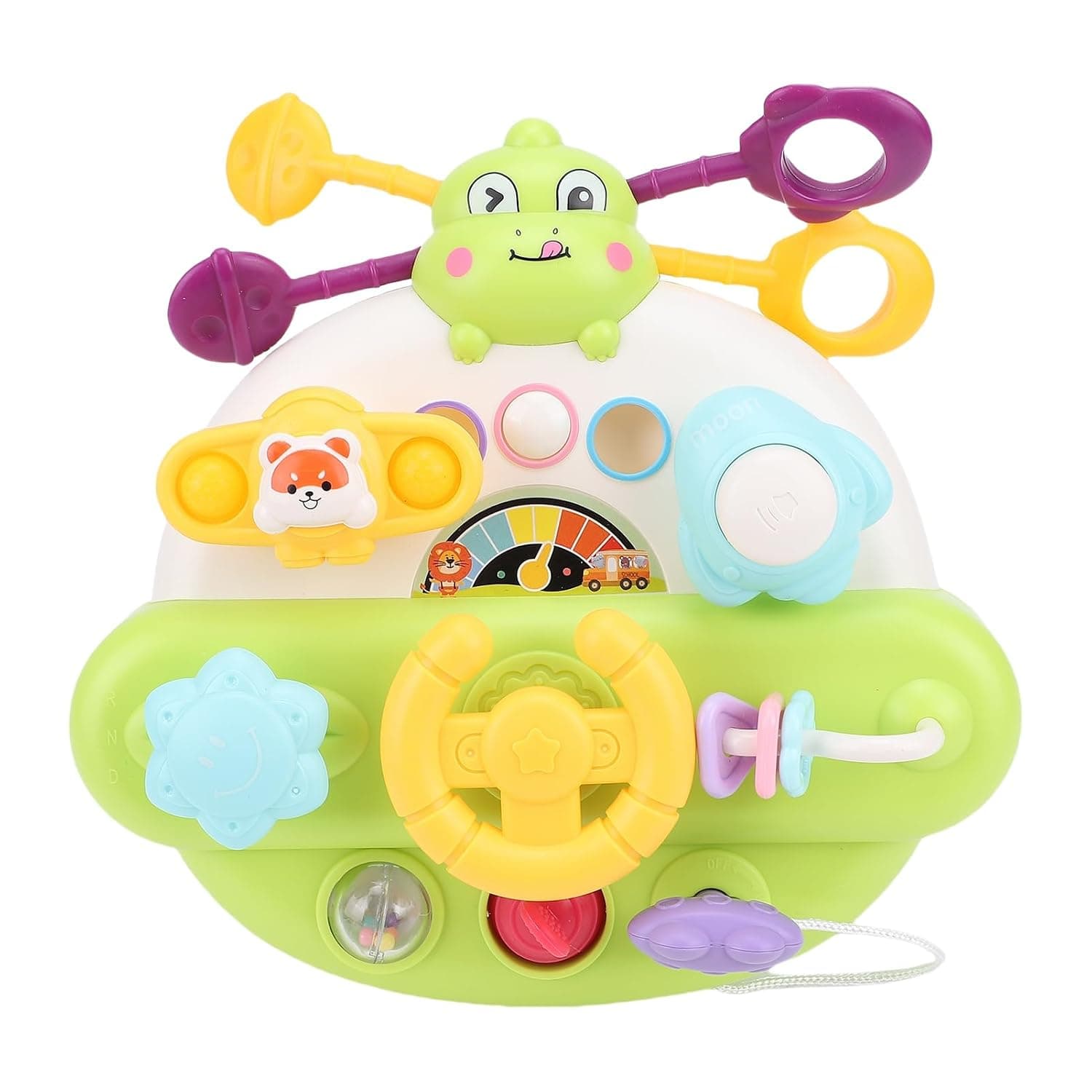Dpofirs Sensory Board Baby Rattle | Travel Toy Steering Wheel Pull String for Toddler Airplane Activities