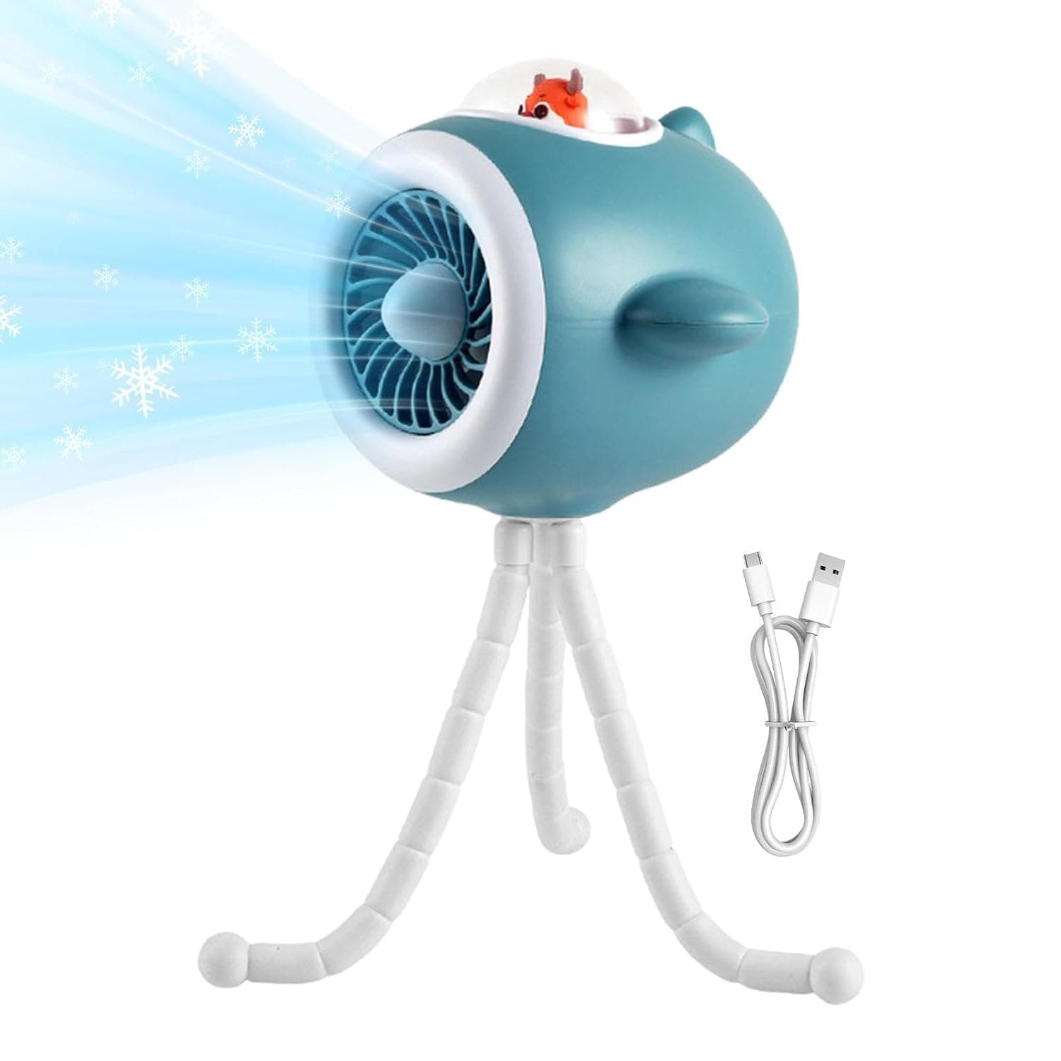 Stroller Fan for Kids Rotatable LED Light | Small Pushchair Fan for Teens Adults Travelers Daycare Daily Walks Summer Travel Beach Home Car Park Shopping Camping