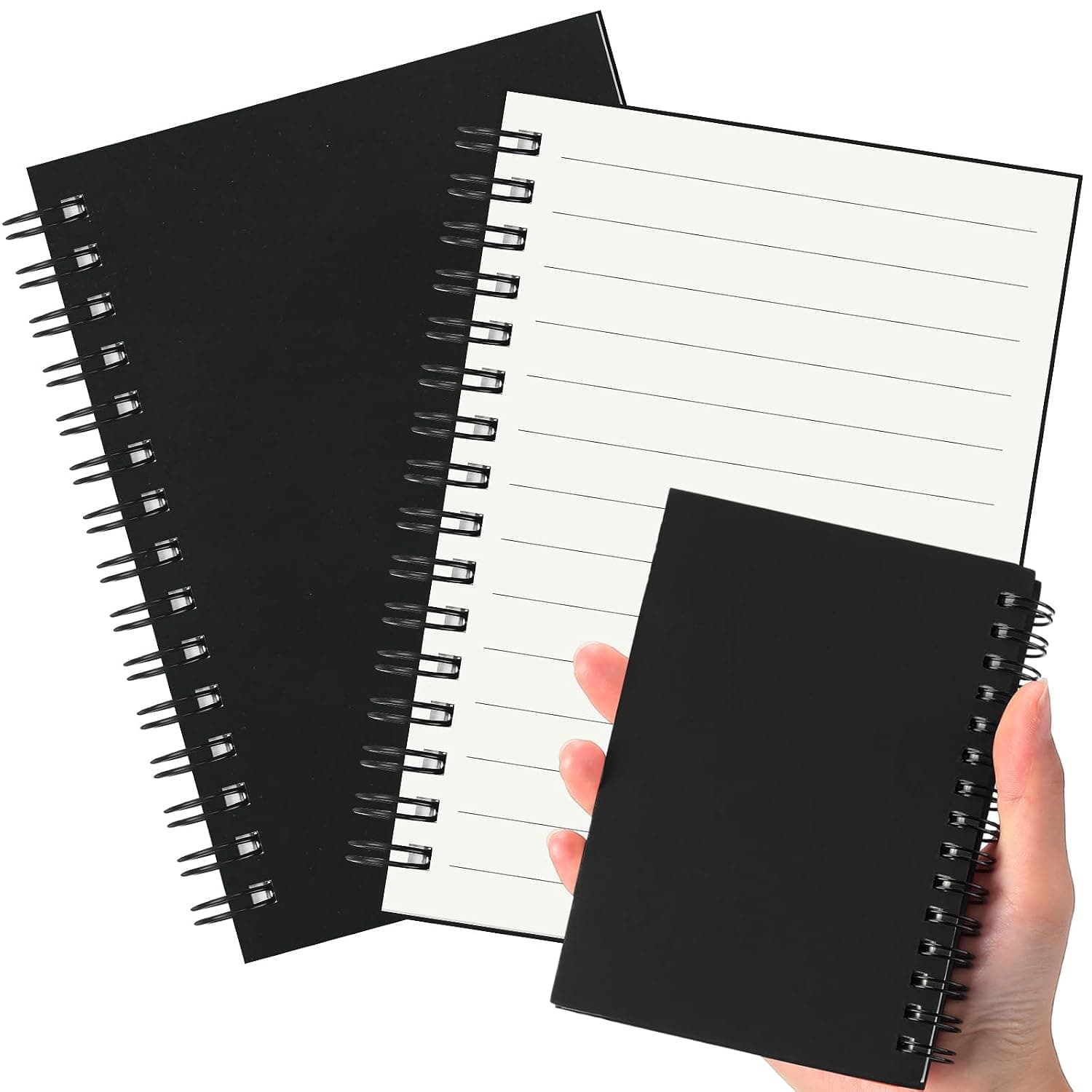 Qilery 2 Pack A6 Pocket Notebooks Spiral Lined Small Notebook Purse Travel Writing Journals Bulk 4 x 5.5 Inch 100 Sheets Little Mini Memo Notepads for Office Classroom School Supplies (Black)