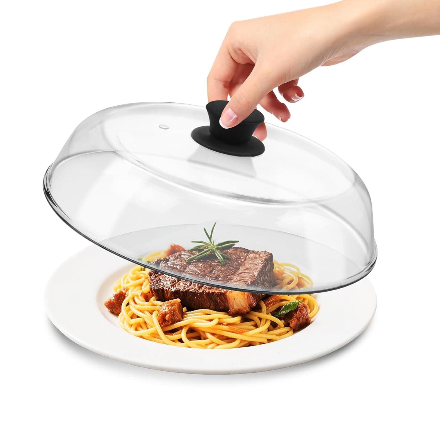 10in Glass Microwave Cover for Food,Glass Microwave Cover,Food Grade | 10in Glass Microwave Cover for Food, Microwave Plate Lid with Vent Holes & Easy-Grip Handle