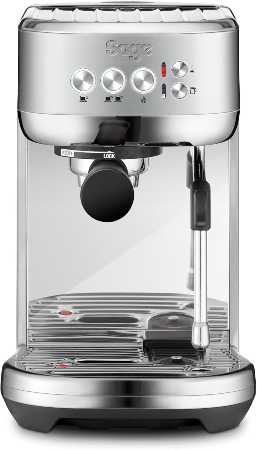 Sage - The Bambino Plus - Compact Coffee Machine with Automatic Milk Frother, Brushed Stainless Steel - KSA Version, 2 Year Manufacturer Warranty