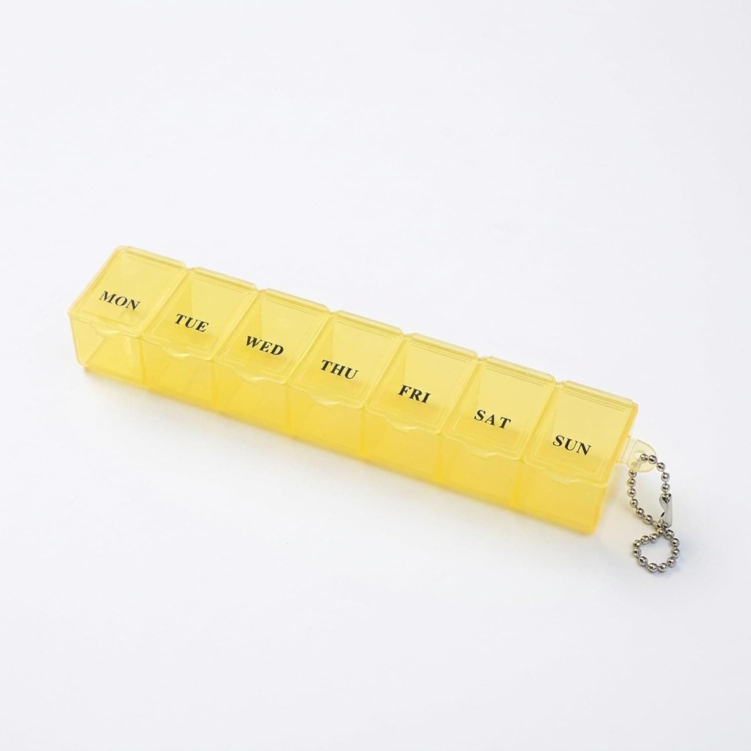 Weekly Pill Organizer,Portable 7 Day Pillbox,Portable Medicine and Vitamin Planner Box with Compartments to Hold Vitamins, Cod Liver Oil, Supplements and Medication(Yellow)