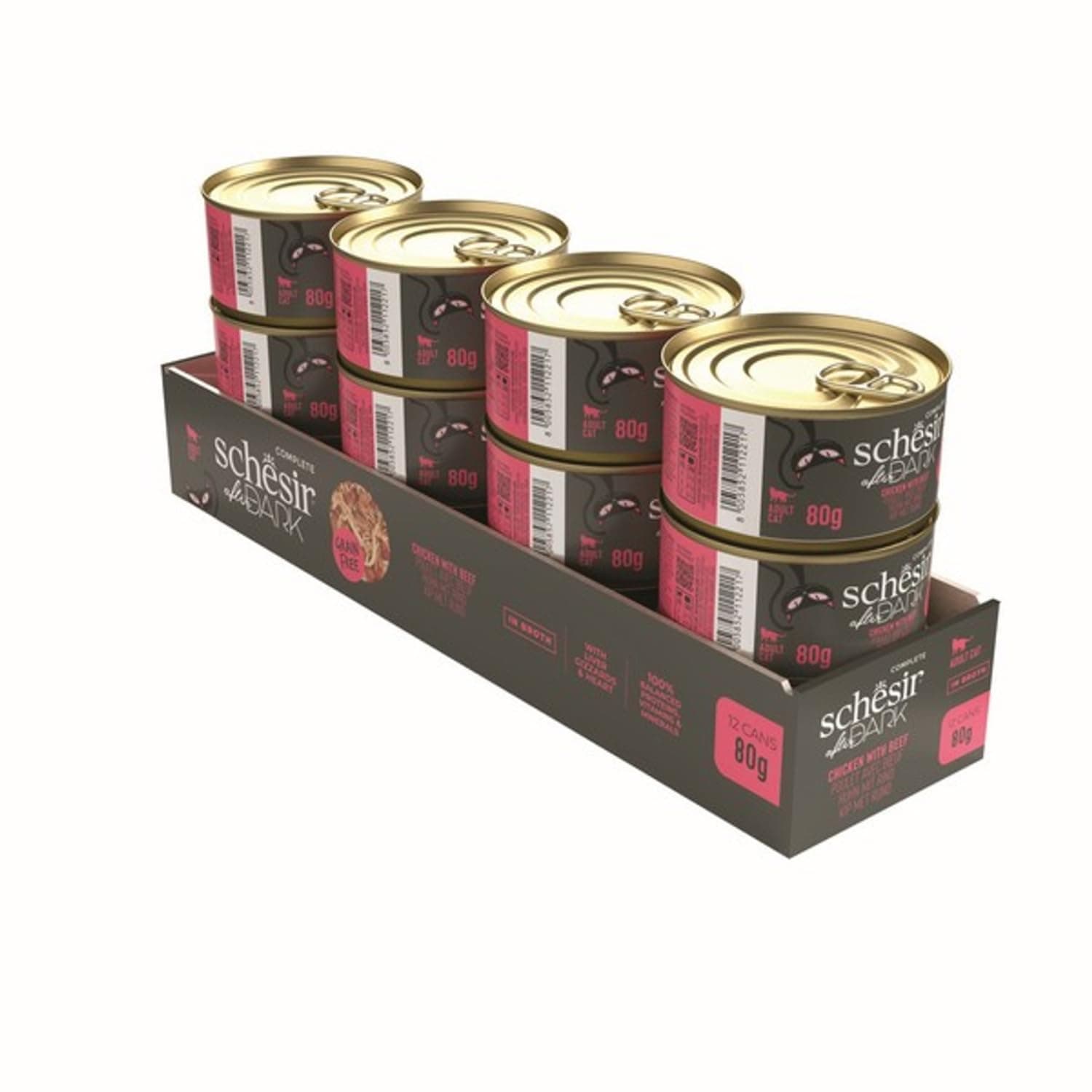 Schesir Cat Wet Food With Chicken & Beef In Broth 12 * 80G