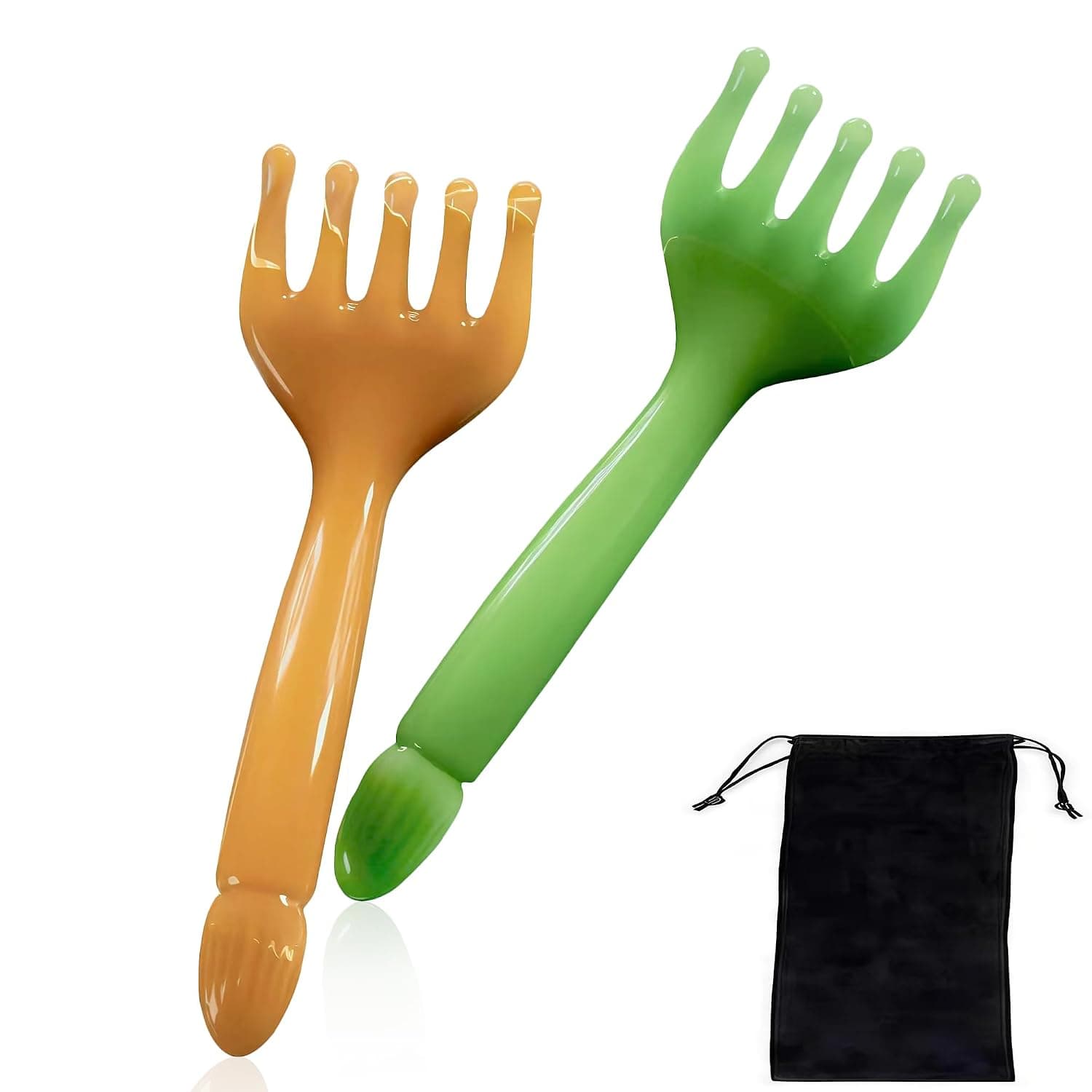 Loucky 2 pcs Scalp Massager- 5 Claw Head Massager for Acupressure & Gua Sha, Massage Comb for Lymphatic Drainage, and Relaxation (Green & Amber)