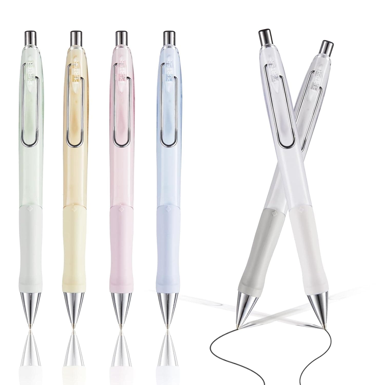 6-Pack 0.5mm Mechanical Pencils with Macaron Colors, Built-In Eraser, Copper Tip, Easy-Load Lead, Metal Clip, Soft Grip, for School, Office, Sketching, Drafting