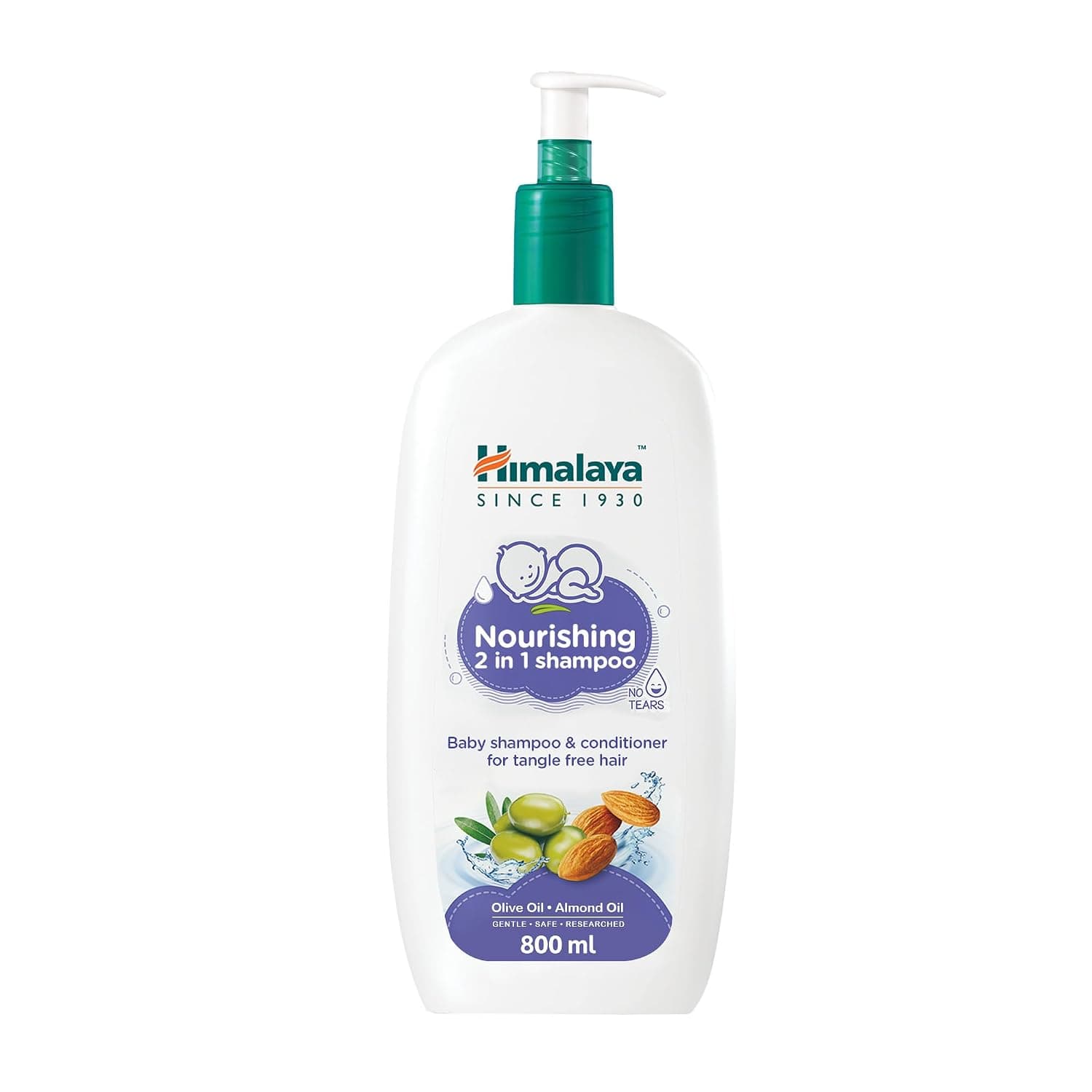 Himalaya Nourishing Baby Shampoo & Conditioner– 800ml | with Olive & Almond Oils for Deeply Moisturized and Tangle-Free Hair, pH Balanced | 92.9% Natural Origin & Dermatologically Tested