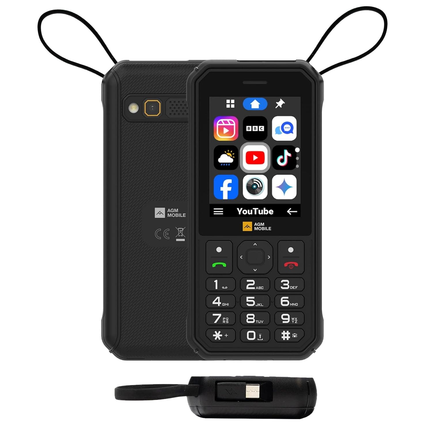 AGM M11 Rugged Basic Mobile Phone, 4000mAh Long Standby,Includes SIM card | 4G Mobile Hotspot|IP68/IP69K Waterproof|Dual SIM|USB-C|Flashlight|Emergency All-Rounder