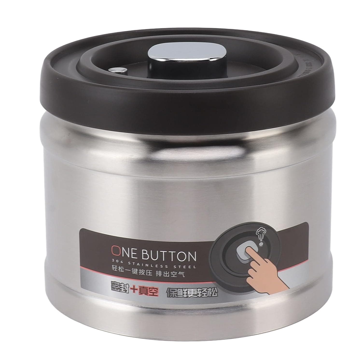 Vacuum Sealed Container, 304 Stainless Steel Press Type Airtight Food Storage Container for Coffee Beans Tea Nuts Dry Goods