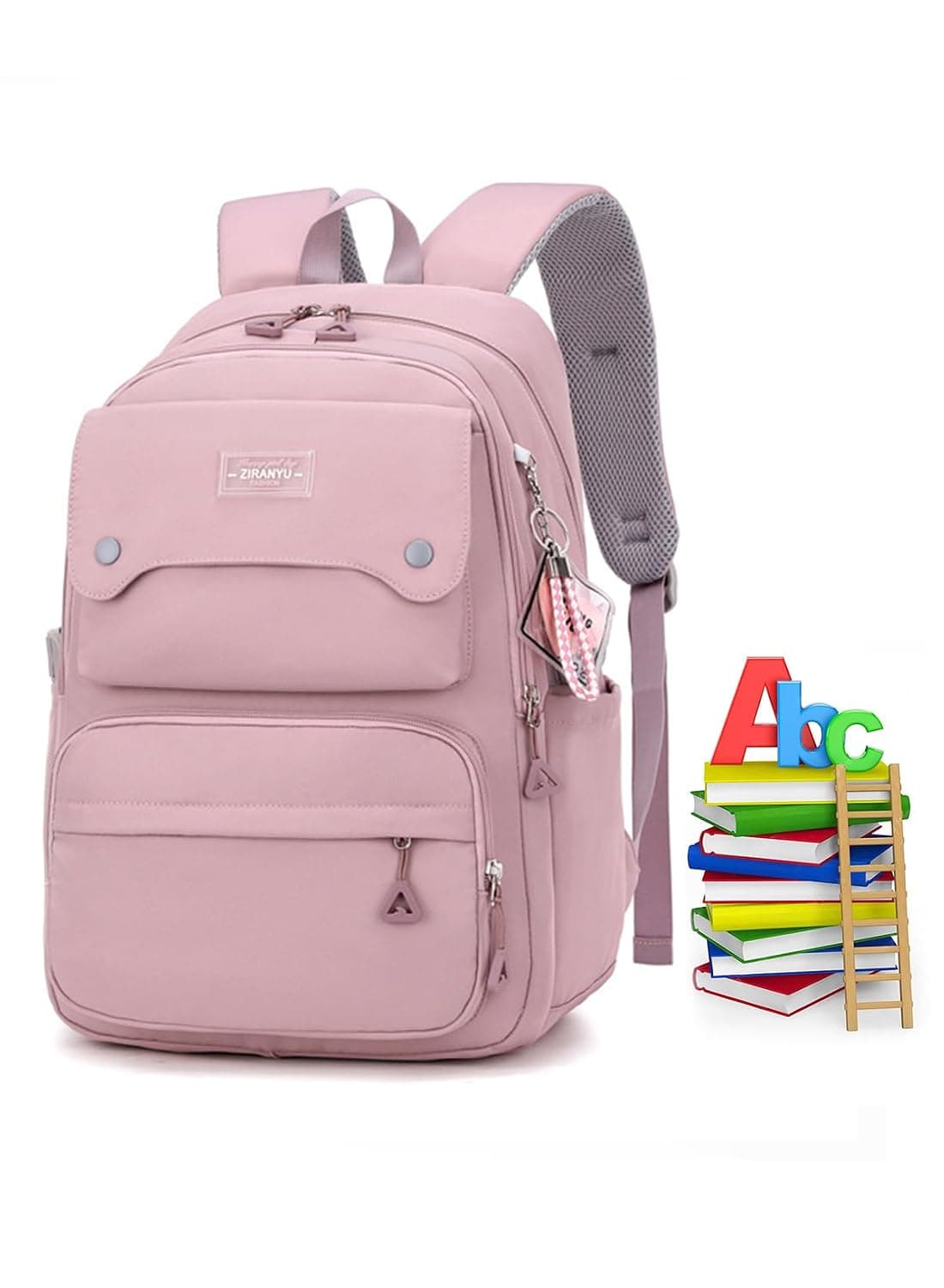 Large Capacity School Backpack for Girls - Lightweight Waterproof Daypack for High Middle School Teens and Women - Casual Travel Bag