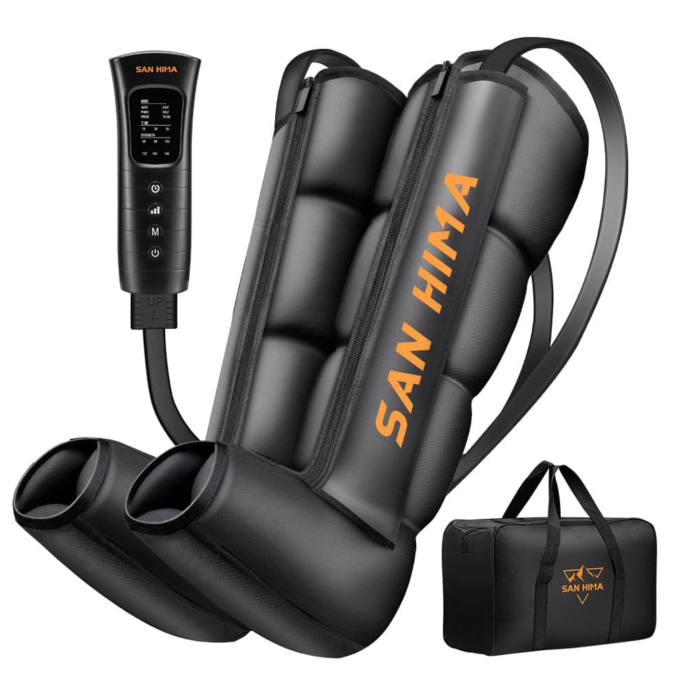 San Hima Air Compression Recovery Boots, Foot and Leg Massage Boots for Circulation and Fast Recovery, Portable Cordless 360° Leg Massager Recovery System Medium
