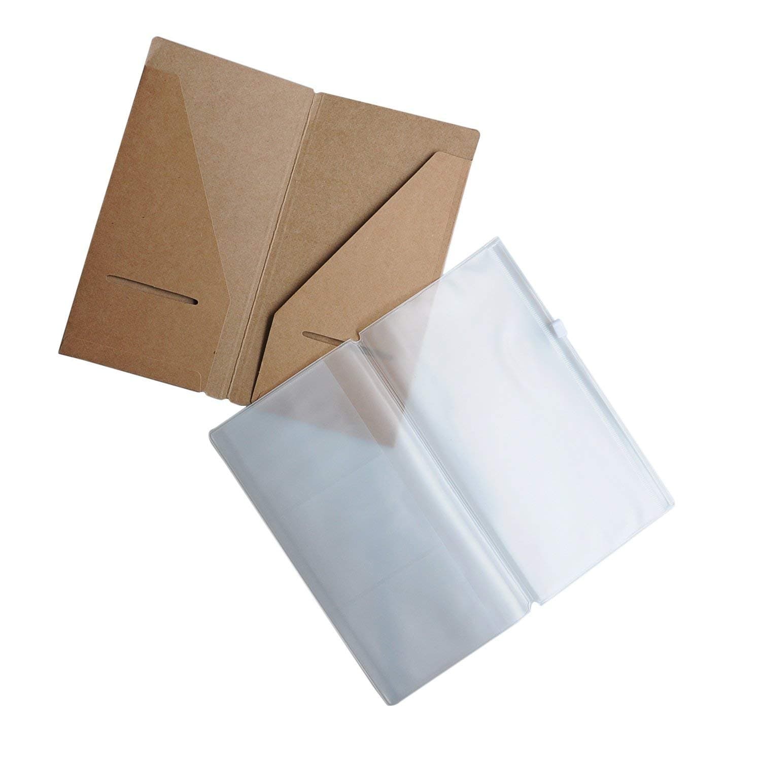 Zipper Case and Kraft Card Sleeve Holder Travelers Notebook Accessories Pack, 2-Pack for Refillable Travel Journals - Standard Size, 8.25 x 4.25 inches