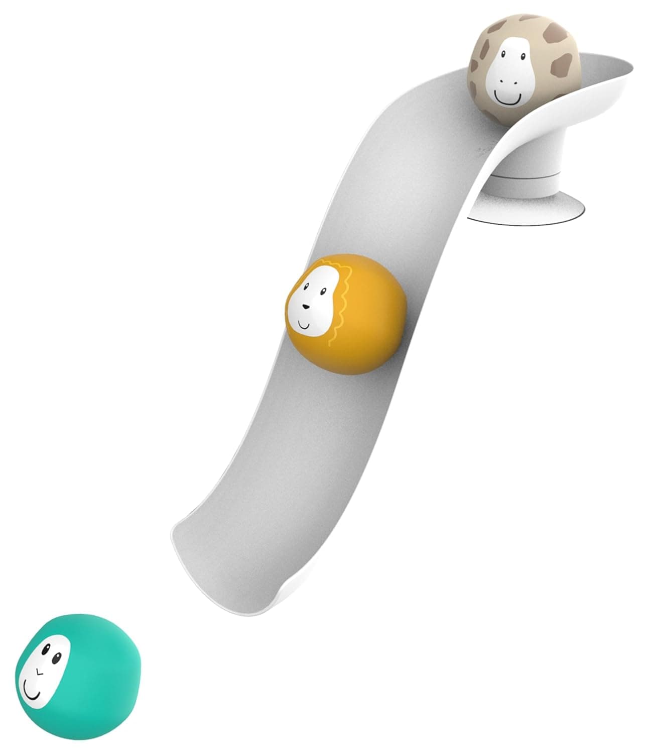 Matchstick Monkey, Bathtime Slide Set, Antimicrobial Baby Bath Toy, Easy To Grip, Sensory Learning - Slide Set (1 Slide + 3 Fun Animal Character Rocks), 12 Months Old+, White
