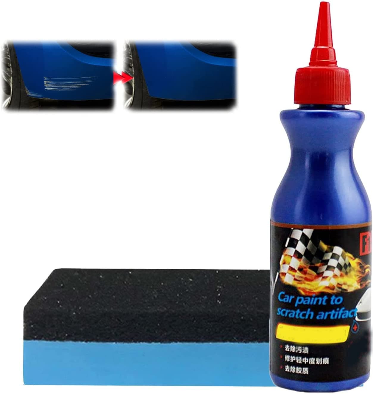 Ultimate Paint Restorer,Polish Maintenance Wax Care Grinding Polishing Liquid with Sponge,Car Scratch Remover for Deep Scratches (1pcs)