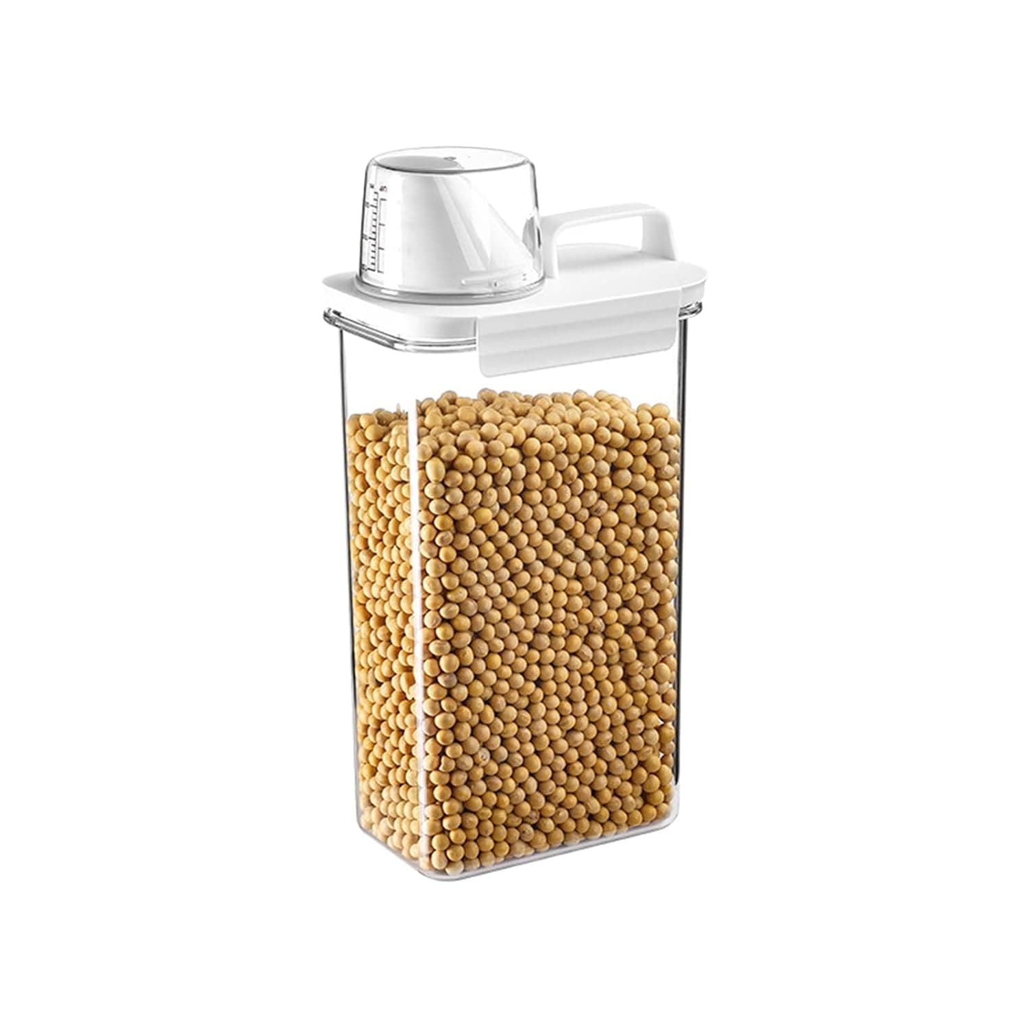 Rice Storage Container, Food Storage Containers with Lids Airtight and Measuring Cup Clear Plastic Kitchen and Pantry Organization Bin for Flour,Sugar,Grain,Rice & Baking (2300ML)