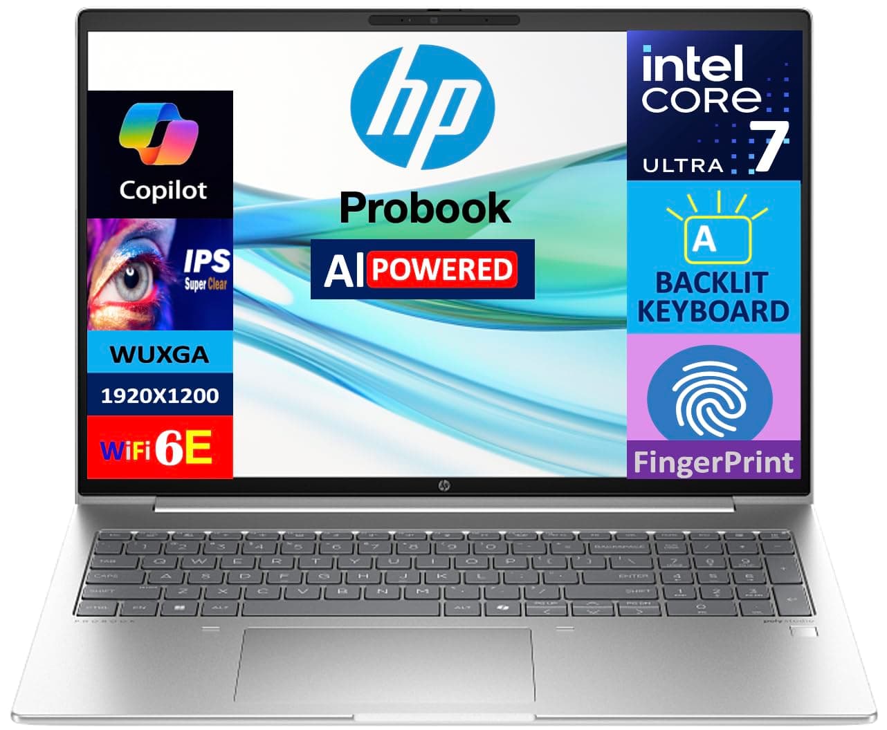 HP Probook 460 AI Business Laptop 16.0" IPS WUXGA Display (Intel Core Ultra 7 155U (Beats i7-1355U), 32GB DDR5, 1TB PCIe SSD, Intel Graphics, Backlit KB, Fingerprint, WiFi 6E, Webcam, Win 11 Pro)