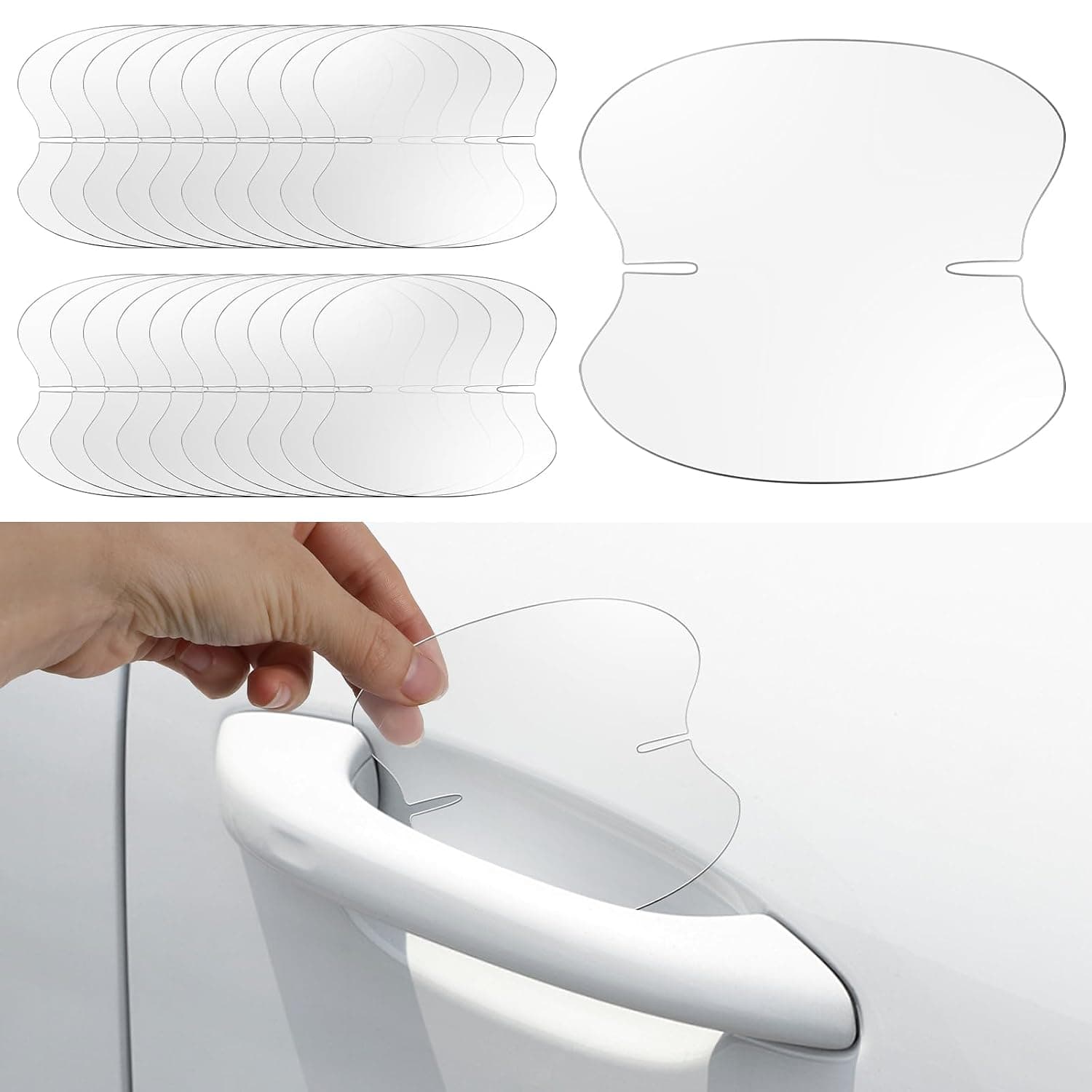 Sibba 20 PCS Car Door Handle Protectors Clear Protective Film | Carbon Fiber, Anti-Scratch Guard, Self-Healing, Paint Protection Decal, Handle Cup Protector, Universal Fit, for All Vehicles