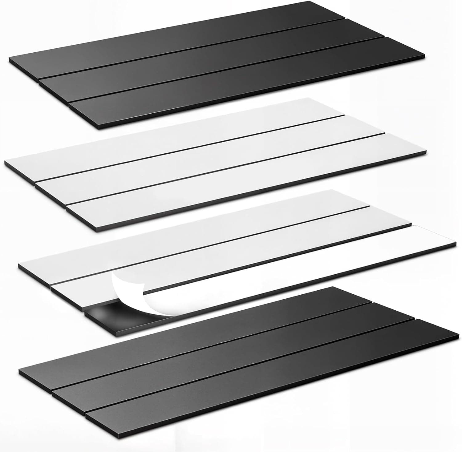 Magnetic Strips Self Adhesive, 12 Pcs 6 x 1 Inch Sticky Back Magnet Tapes, Flexible Durable Magnet Stickers for Classroom Office Kitchen Fridge DIY Crafts, Tool Organization, Wall Storage