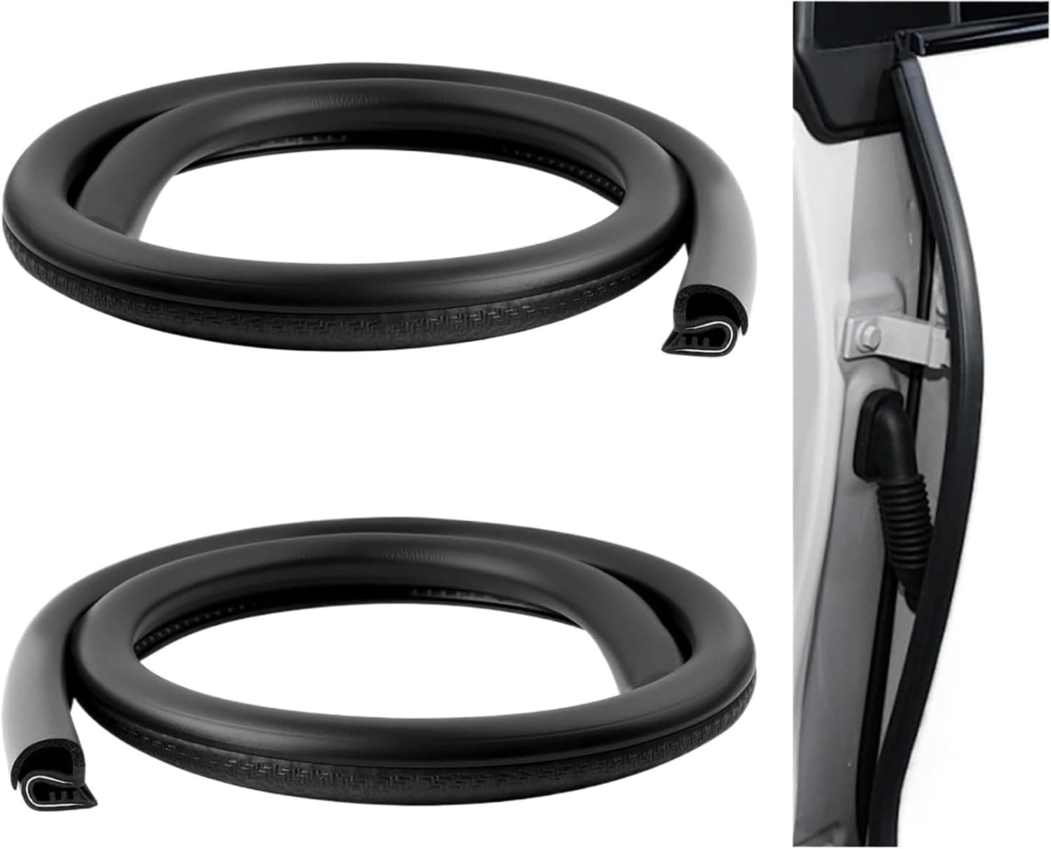 2Pcs B Pillar Car Door Weather Stripping, 31.5in Thickened Rubber Edge Trim with U-Shaped Metal Clips for Windproof & Noise Reduction Automotive Trim Seal, Compatible with All Vehicles