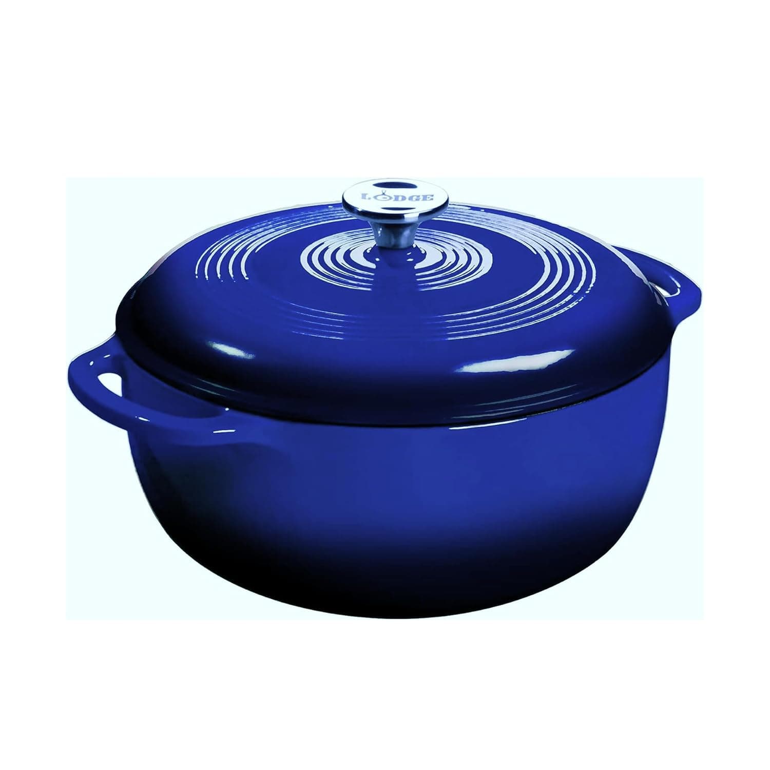 Lodge 7.5 Quart Enameled Cast Iron Dutch Oven with Lid – Dual Handles – Oven Safe up to 500° F or on Stovetop - Use to Marinate, Cook, Bake, Refrigerate and Serve – Indigo | Oven-Safe Enamel Cookware up to 500°F, Heat-Retaining Braising & Roasting Pot, PFAS-Free & Induction-Safe Enameled Cookware