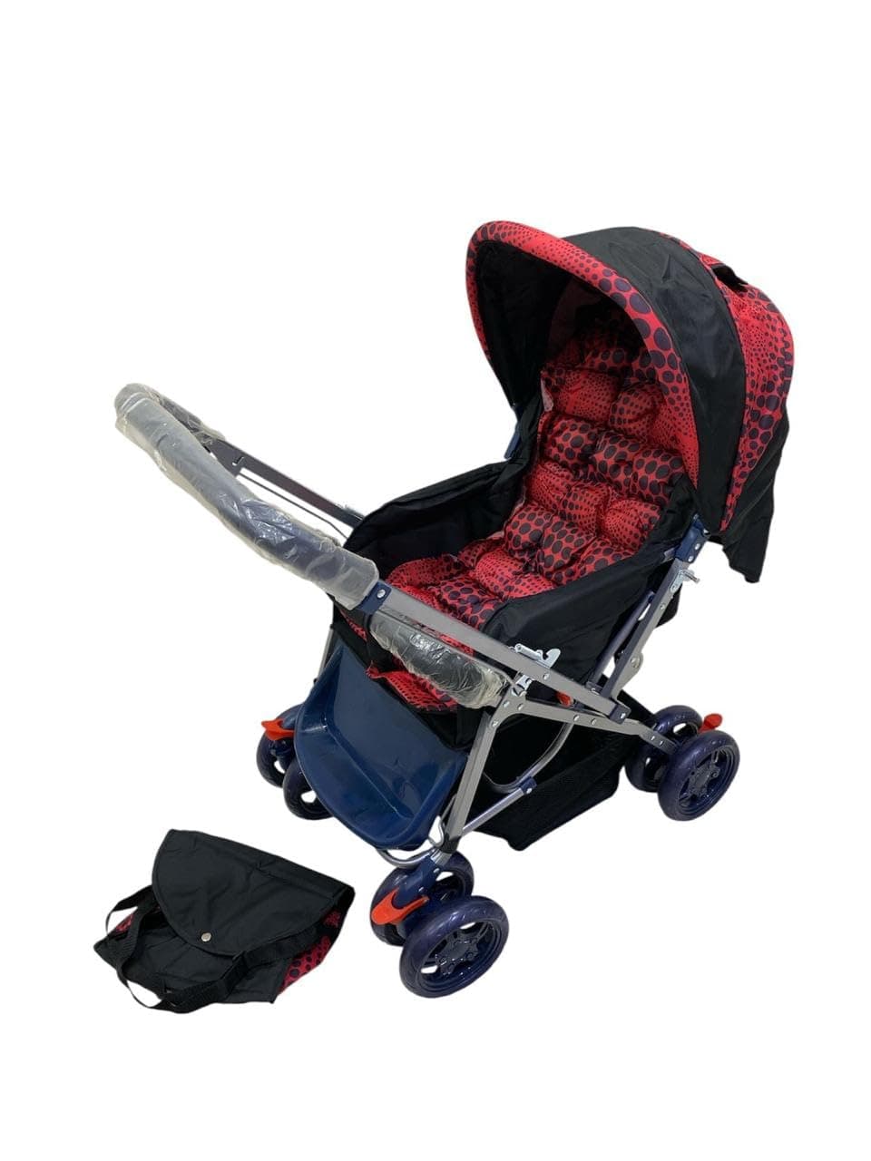 Baby Stroller with Reversible Handle and Storage Bag, for 0-3 Years (red)