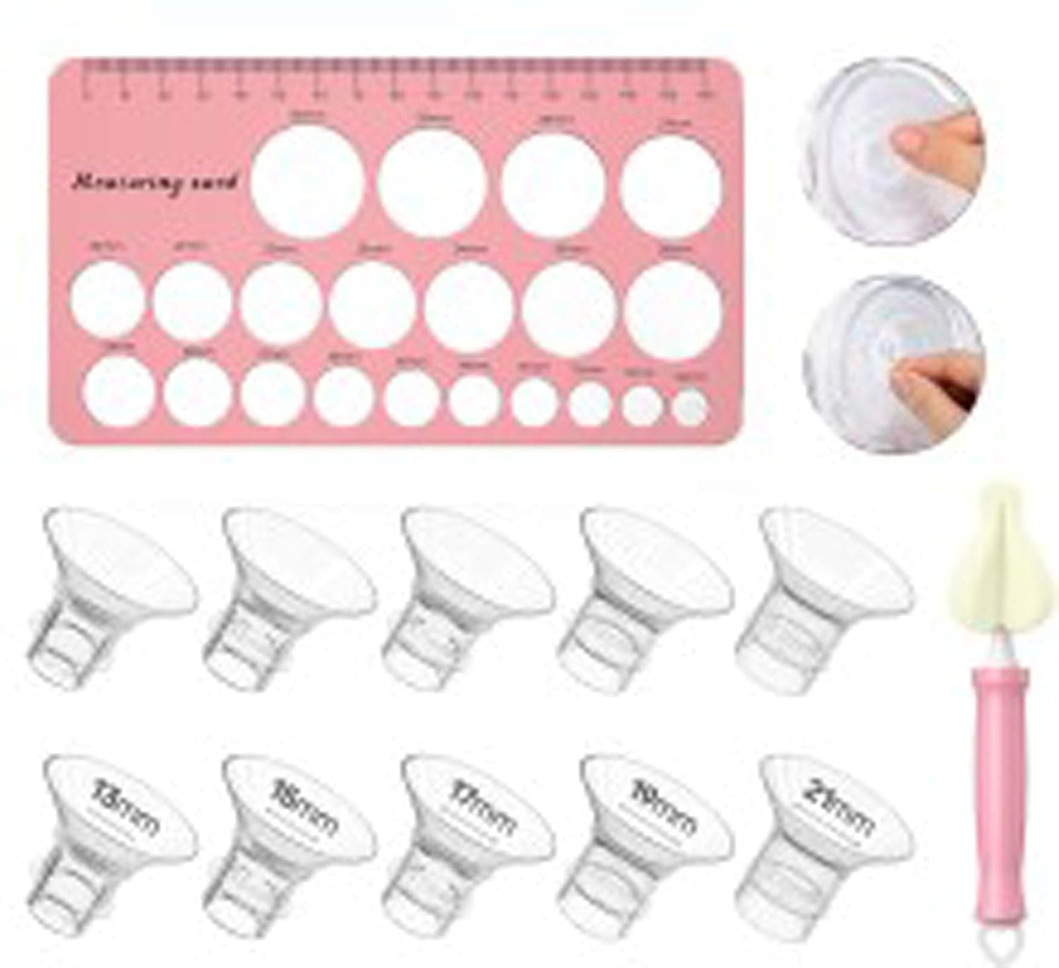 ALMEKAQUZ 10PCS Flange Sizing Kit 13/15/17/19/21mm for 24mm Flange/Shield of Most Pumps, Silicone Flanges Insert for Momcozy/Spectra Electric Breast Pumps, Pumping Essential Kit for Moms