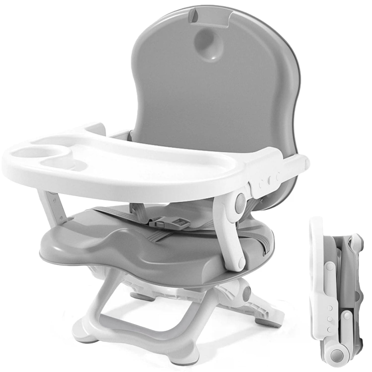 DMG Baby Travel Booster Seat, Portable High Upseat Baby Seat, Foldable Toddlers Camping Chair with Safety Belt & Removable Tray, Foldable Toddlers Camping Chair for Dining Table, Indoor/Outdoor