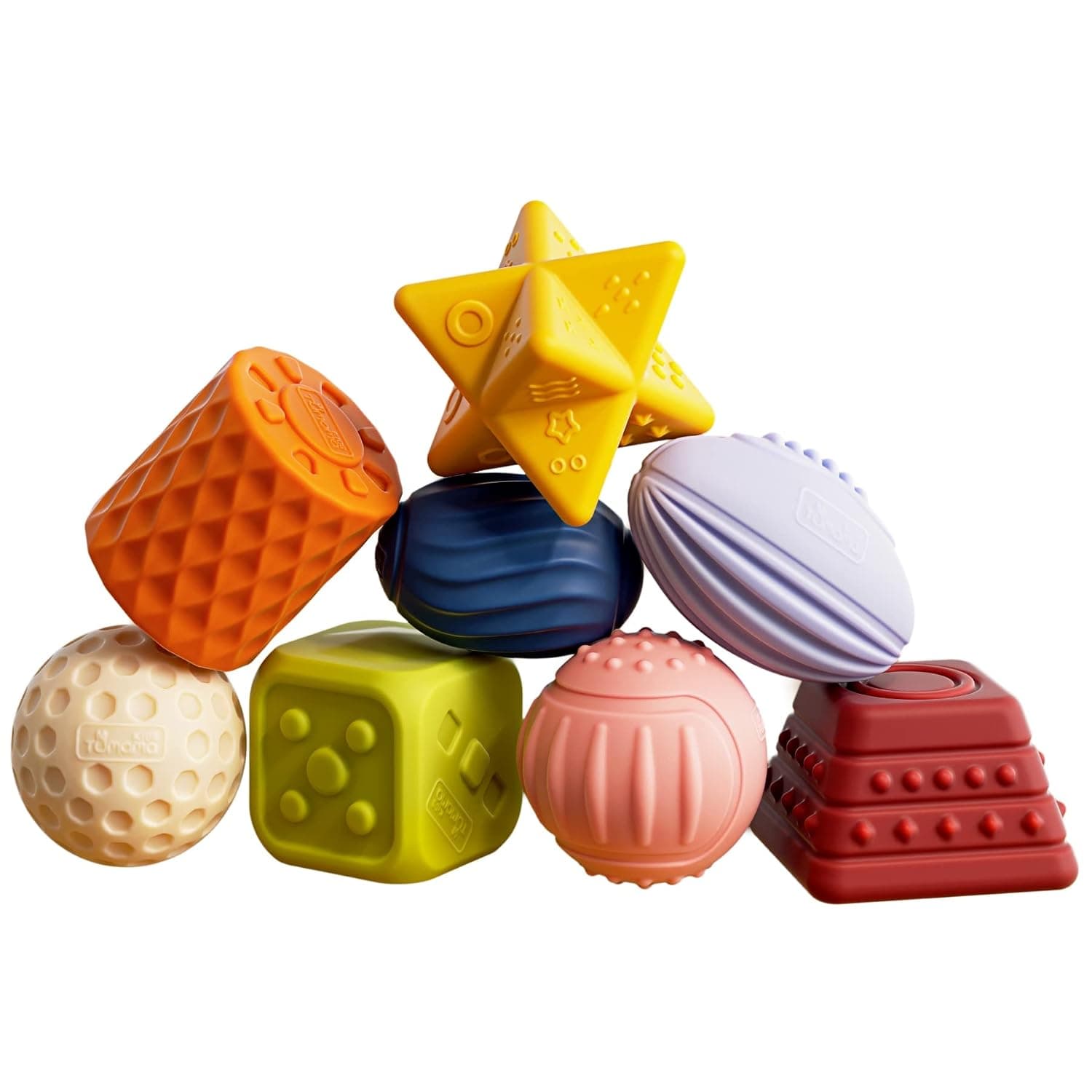 TUMAMA 8 Packs Sensory Balls for Baby Massage Stress Relief, Textured Multi Ball Gift Sets,Water Bath Toy for Kids Toddlers Infants Boys and Girls