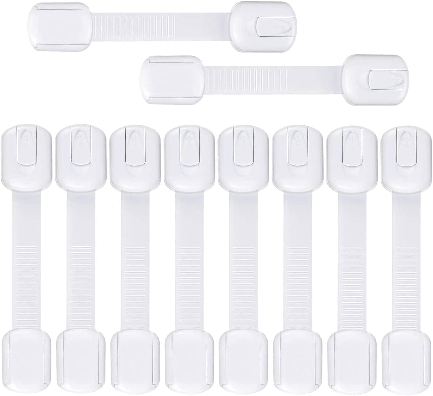 NA Child Safety Cupboard Locks, 10 Pack Adjustable Baby Proofing Cabinet Strap Locks with Strong Adhesives for Cabinets Drawers Toilet Fridge Baby