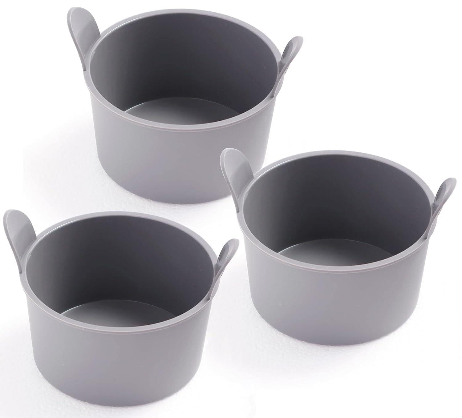 Egg Poacher for Air Fryer, 3 Pcs 8cm Ramekins for Air Fryer, Food Grade Air Fryer Egg Moulds, Air Fryer Accessories, Silicone Egg Poacher Cups for Air Fryer, Microwave, Oven, Grey