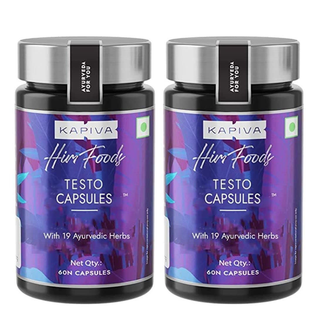 Kapiva Testo Capsules - 19 Ayurvedic Herbs for Daily Wellness and Strength | Shilajit, Safed Musli and Akarkara - Pack of 2