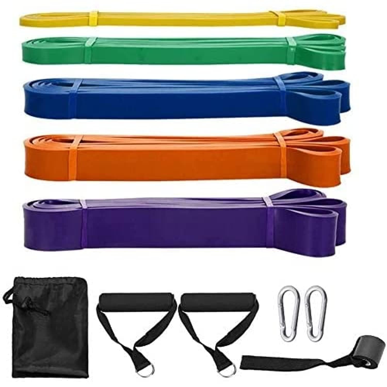 Pull Up Assist Bands Color Random, 8 Packs Pull Up Assist Bands Set Resistance Loop Bands Powerlifting Exercise Stretch Bands With Door Anchor And Handles, Multicolor