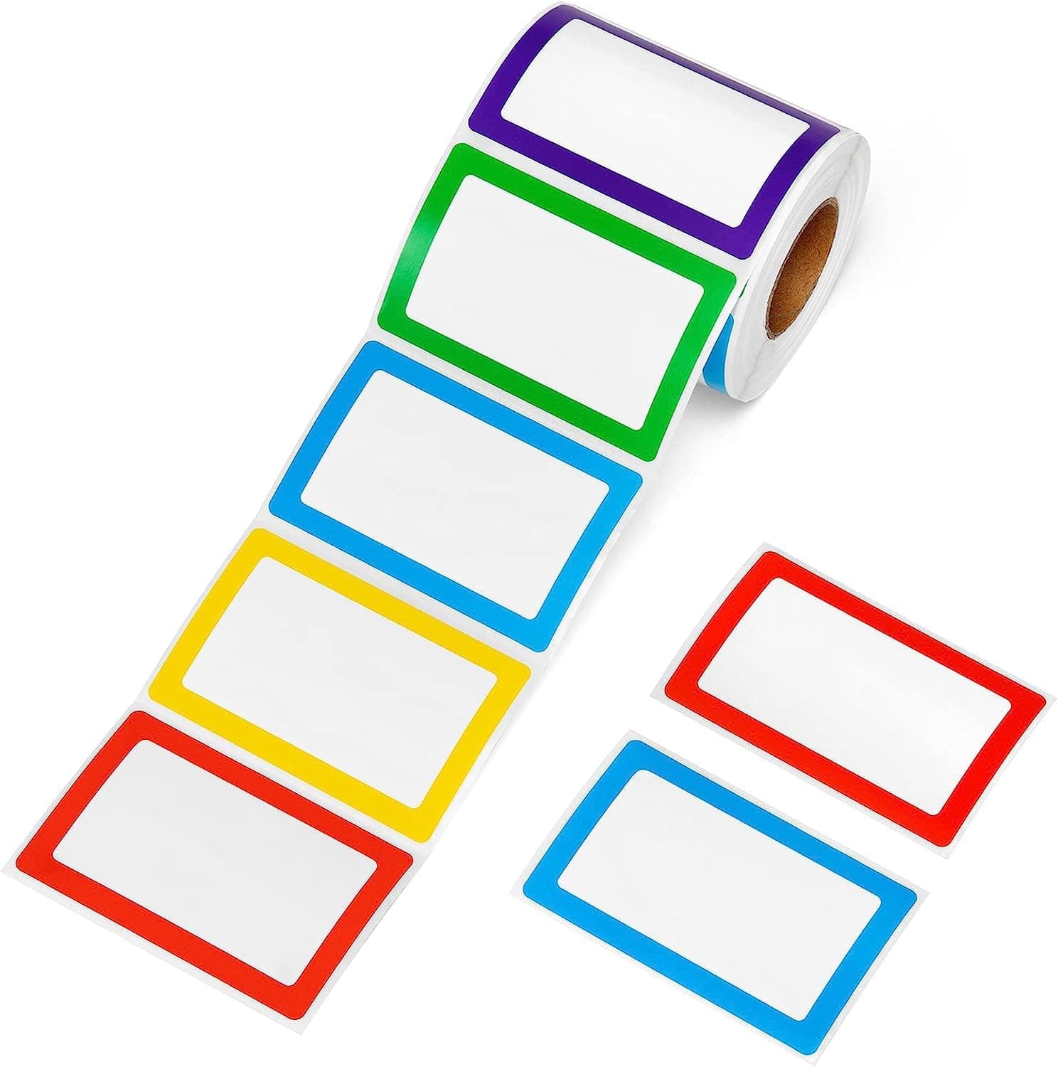 300 PCS Plain Name Tag Labels with Perforated Line Adhesive Stickers Colored Blank Category Tags for Office, School, Kindergarten, Clothes,Teachers, Parties, Warehouses and Mailing 3.46" x 2.28"