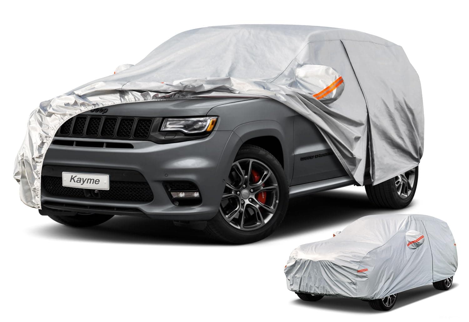 kayme 6 Layers SUV Car Cover Waterproof All Weather for Automobiles, Outdoor Full Size Cover Rain Sun UV Protection with Zipper Cotton, Universal Fit for SUV (191"-200") | Waterproof All Weather Heavy Duty. MDX ZDX, X5 X6, Explorer, Polit etc. Protects Against Sun, Rain, Snow, Dust. Soft Cotton