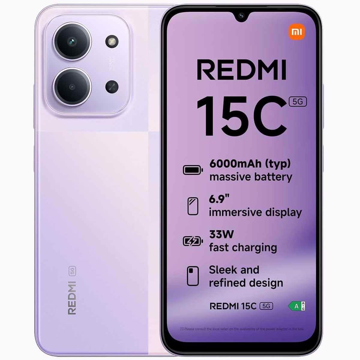 Xiaomi Redmi 15C Dual-SIM 256GB ROM + 4GB RAM (GSM Only | No CDMA) Factory Unlocked 5G Smartphone (Violet) - International Version