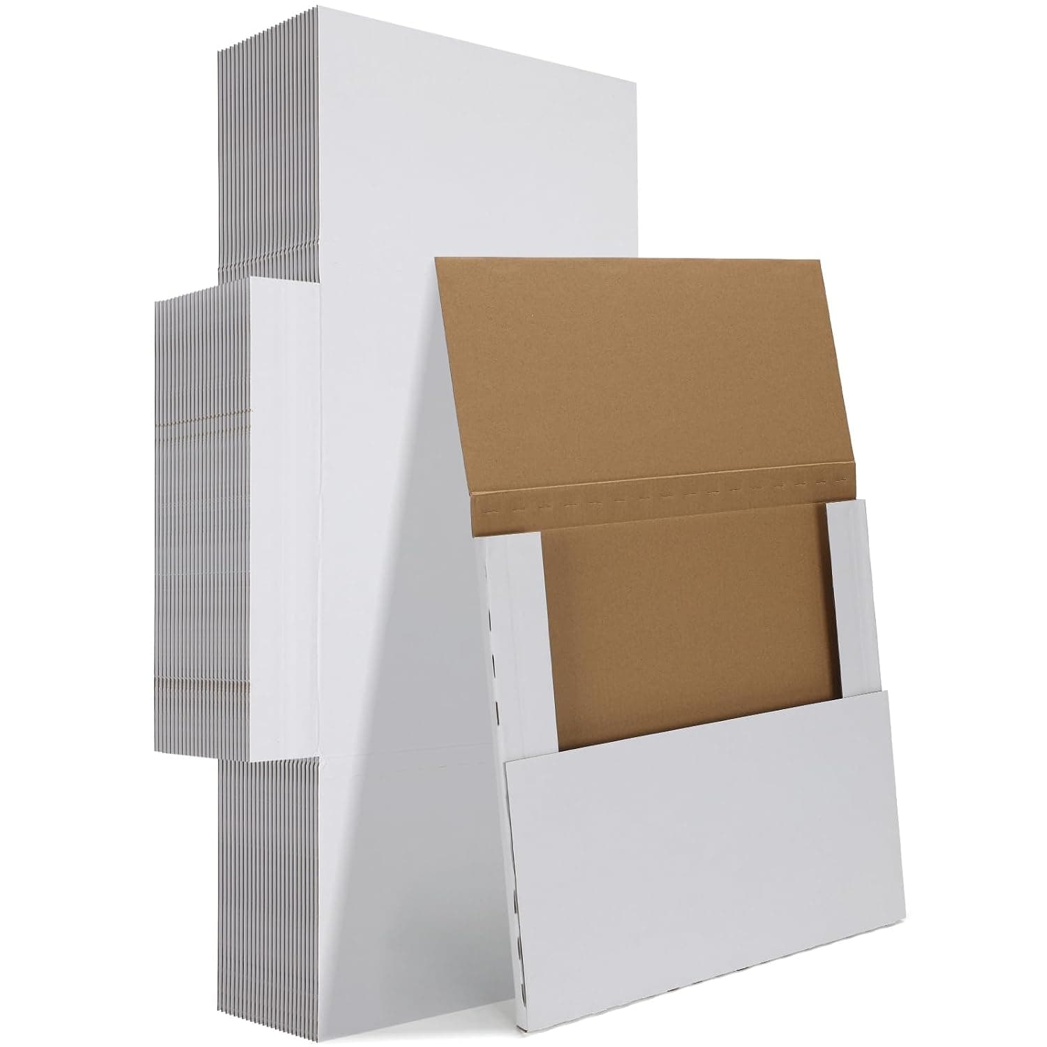 HORLIMER 12.8x12.8x1 Vinyl Record Shipping Boxes Set of 25, White Corrugated Cardboard Mailer Box for Mailing, Packaging, Moving Storage