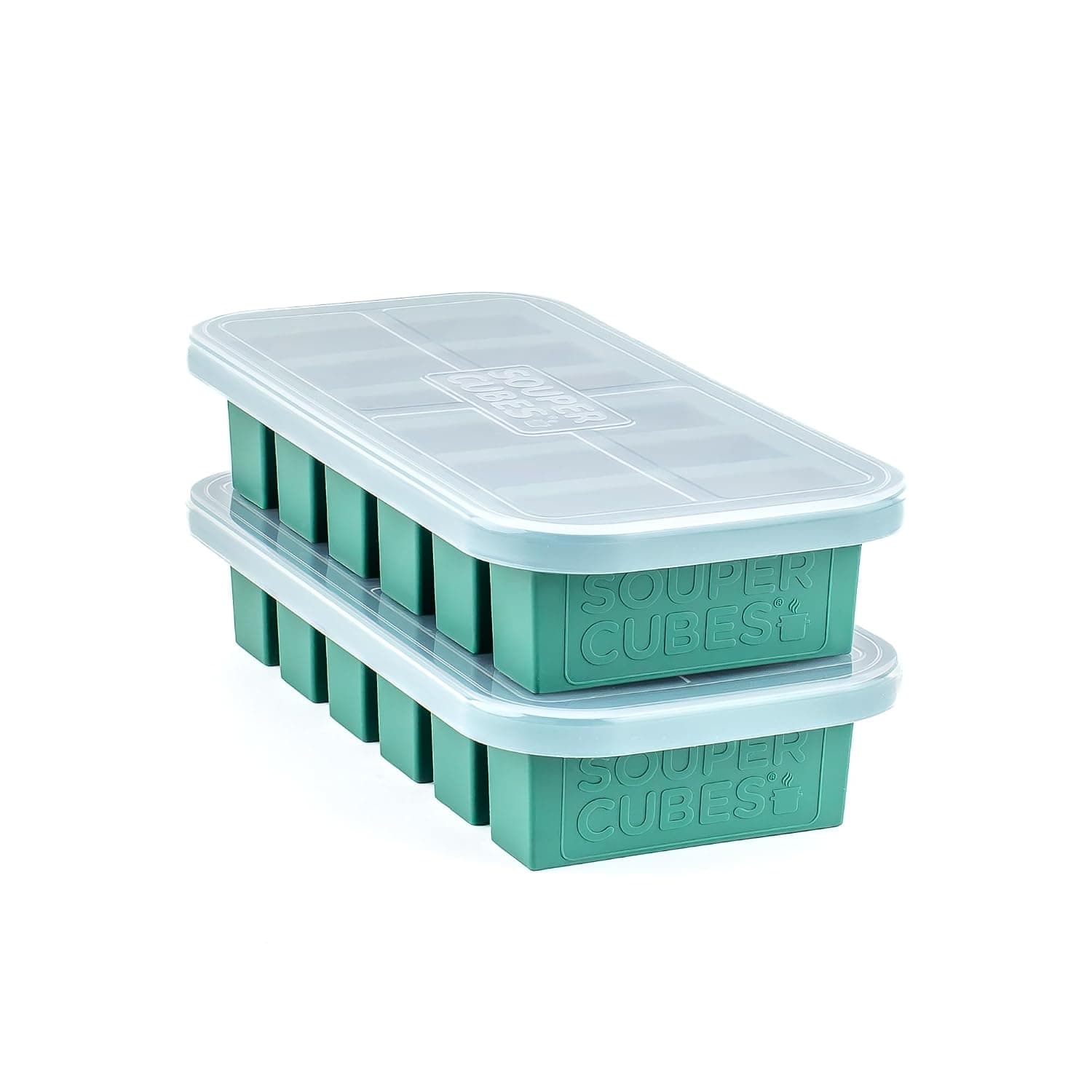 Souper Cubes 1/2 Cup Silicone Freezer Molds with Lids, Kale, 2-Pack