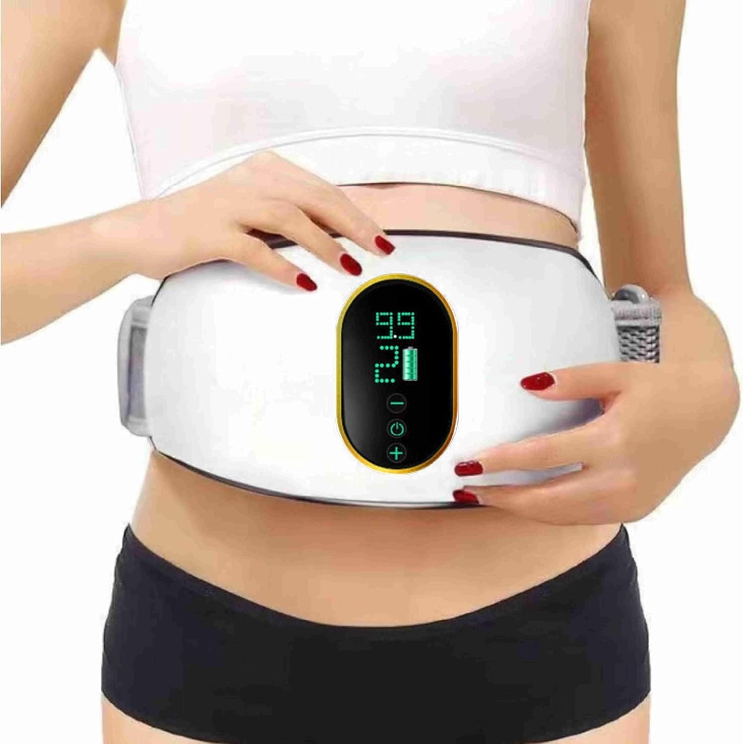 MOTIM Massage belt fitness equipment home belly rubbing instrument hot abdomen stomach massager vibration massage belt (White)
