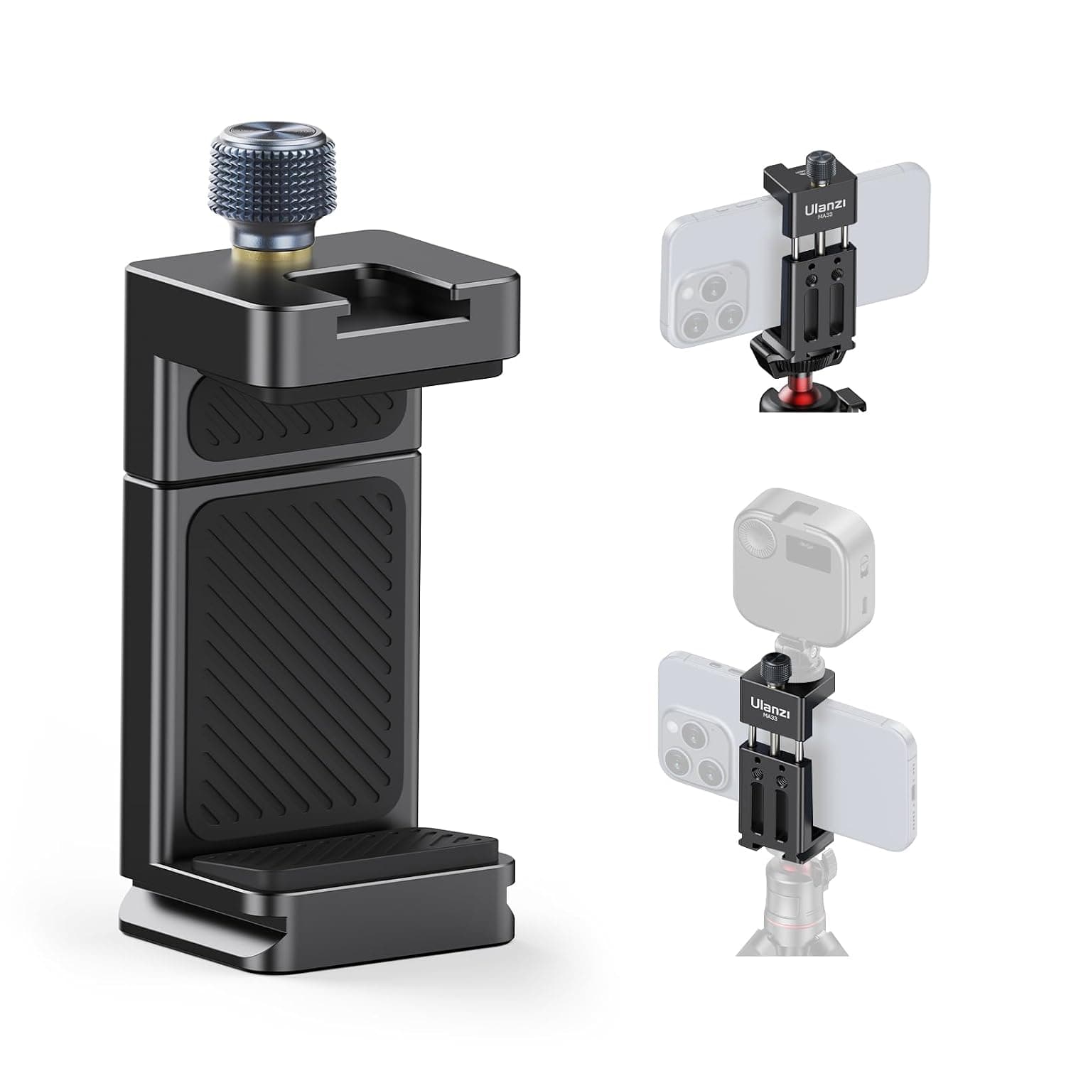 ULANZI MA33 Metal Phone Tripod Mount with Arca Port & 2 Cold Shoes, 360° Adjustable Smartphone Tripod Adapter Cell Phone Stand Holder Phone Clamp Suitable for iPhone 15 pro/14/13/12/Samsung