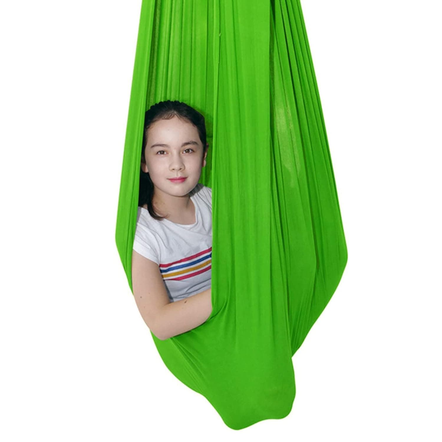 Sensory Swing for adults Indoor kids Therapy Swing Calming Snuggle Hammock durable soft strong fabric swing Best suited for children with SPD Autism and Asperger (Color : Grass green, Size : 1.5M x