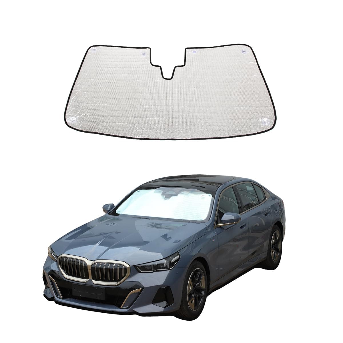 Car Windshield Sunshade for BMW 5 Series G60 2024 Foldable Sun Shield Reflective Polyester Sun Visor Cover Block Heat and Sun Protection, UV Rays Sun Visor Protector Accessories(Style A)