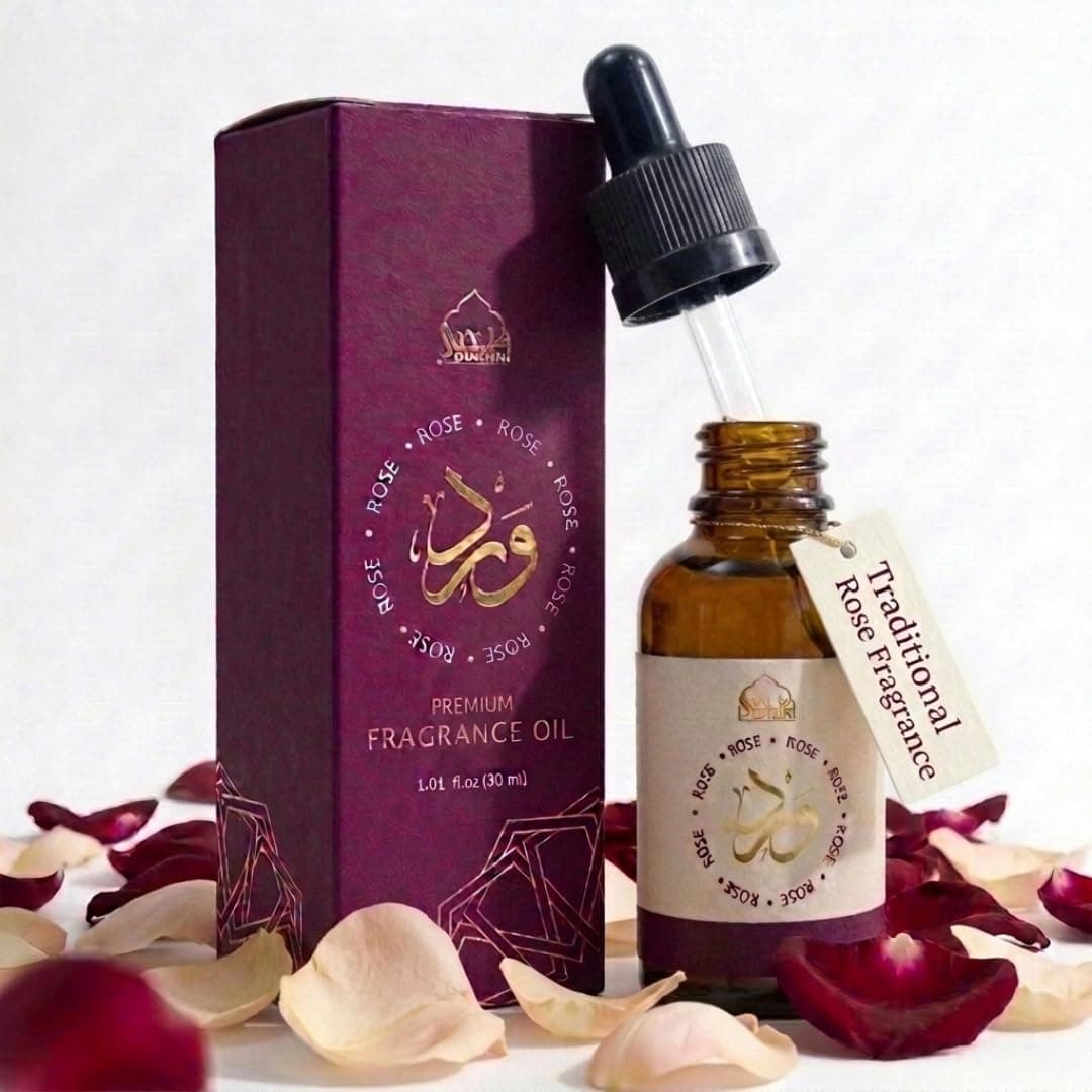 Dukhni Rose Fragrance Oil | 30ml Floral Diffuser Oil for Diffuser & Humidifier | Relaxing Rose Essential Oil for Home Aromatherapy & Room Fragrance | Long-Lasting Aroma, Alcohol -Free