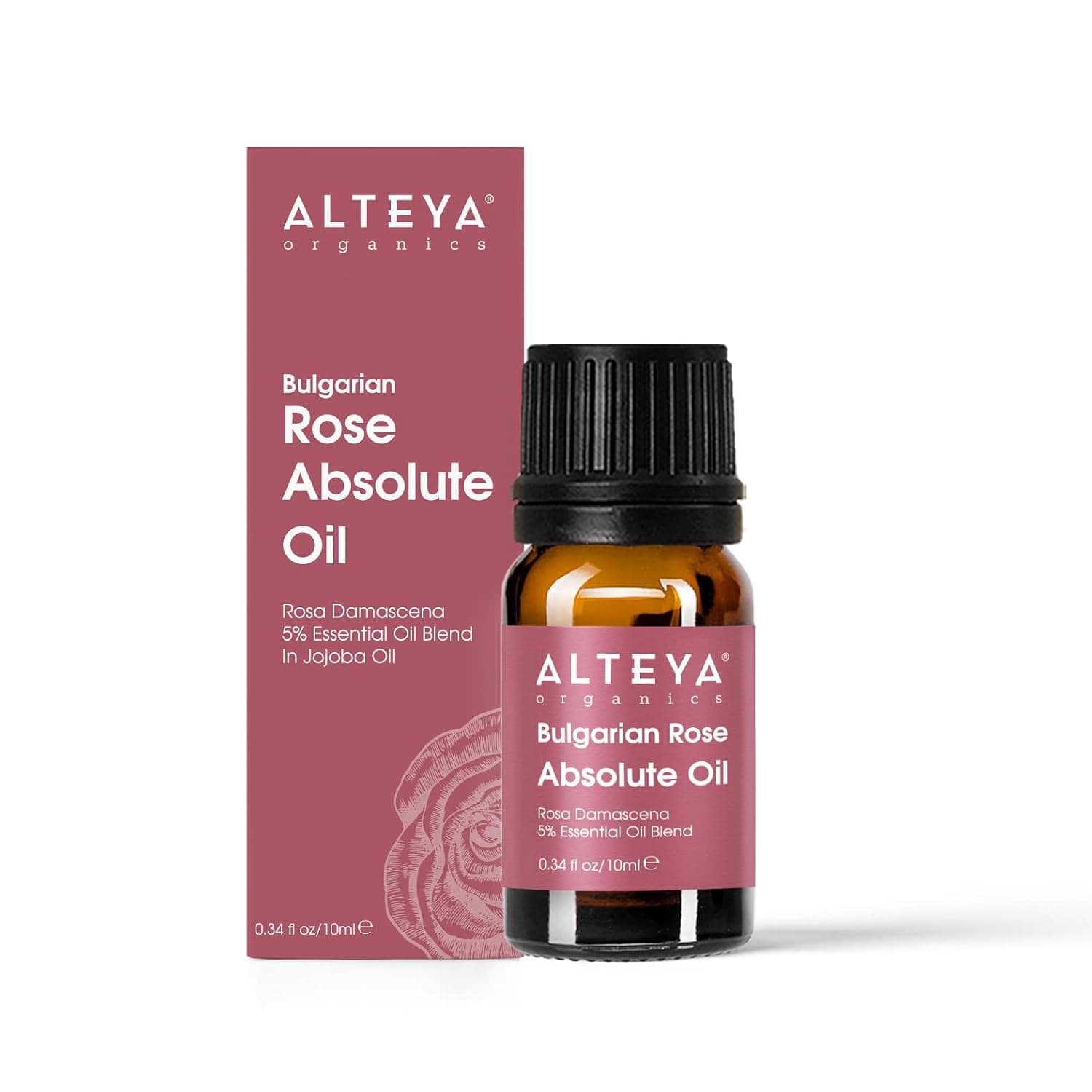 Alteya Organics Bulgarian Rose Absolute Oil Rosa Damascena Multi-Use Oil Blend Excellent for Aromatherapy, Fragrance, Skincare and Massage Therapy 10mL | USDA Organic Bulgarian Rose Oil Blend, Deeply Nourishes Skin while Helping Lock in Moisture and Boost Natural Radiance - 10mL